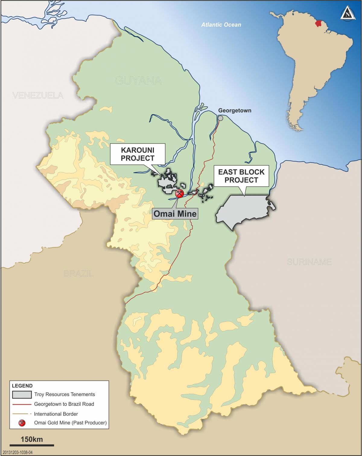 mapa Gvajani pokazuje mineralna resursa