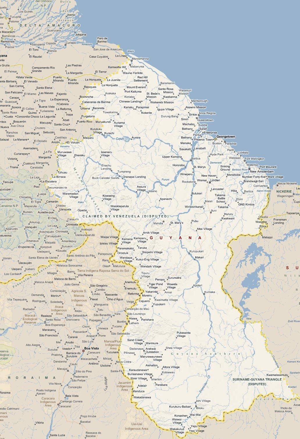 mapa Gvajani put