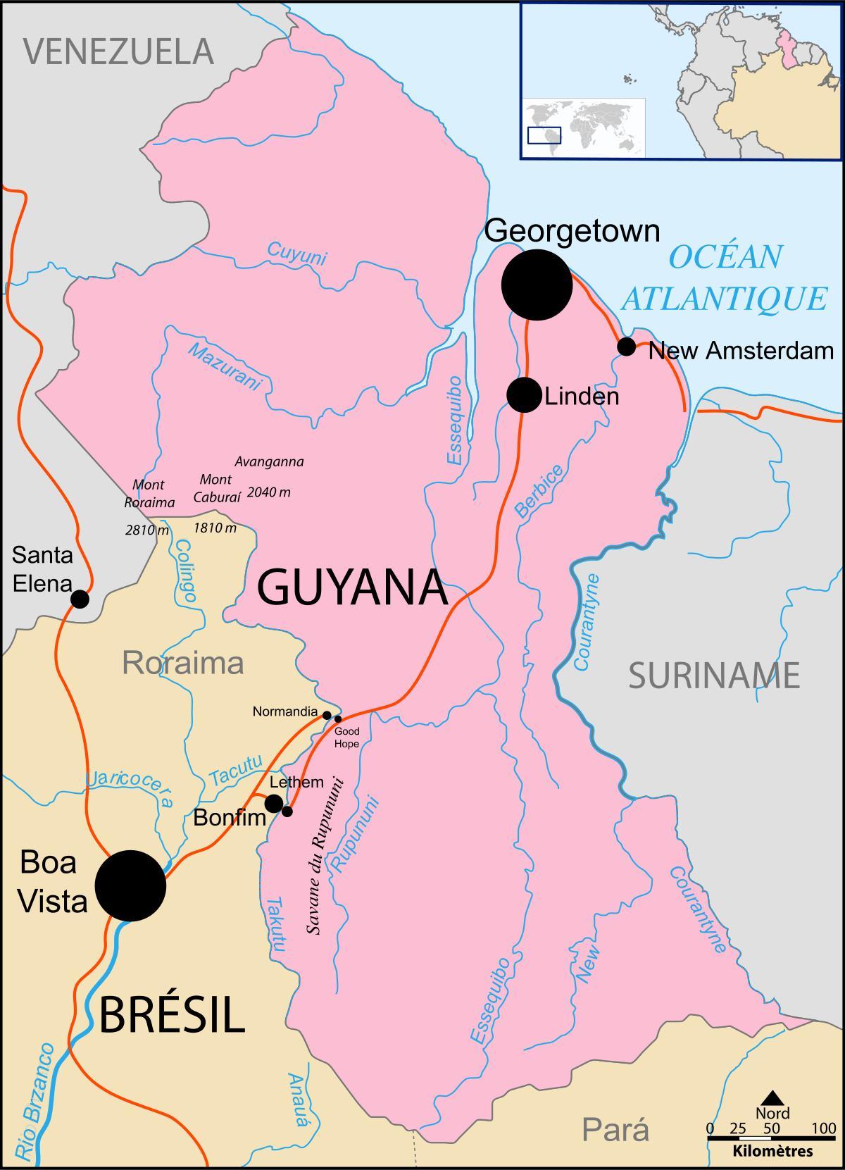 mapa Gvajani lokaciju na svijetu