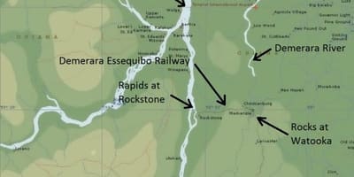 Mapa essequibo obale Gvajani