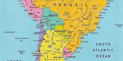 Mapa Gvajani južnoj americi. 