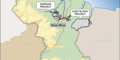 Mapa Gvajani pokazuje mineralna resursa