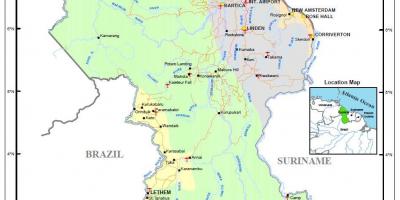 Mapa Gvajani pokazuje 4 prirodni regionima